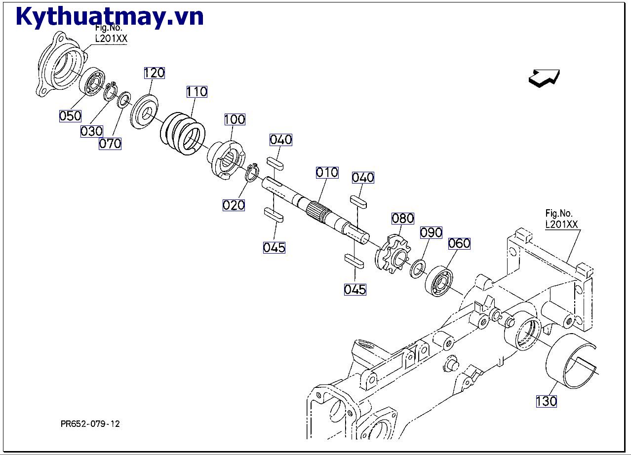 cụm tay cấy ( trục truyền động giữa)_